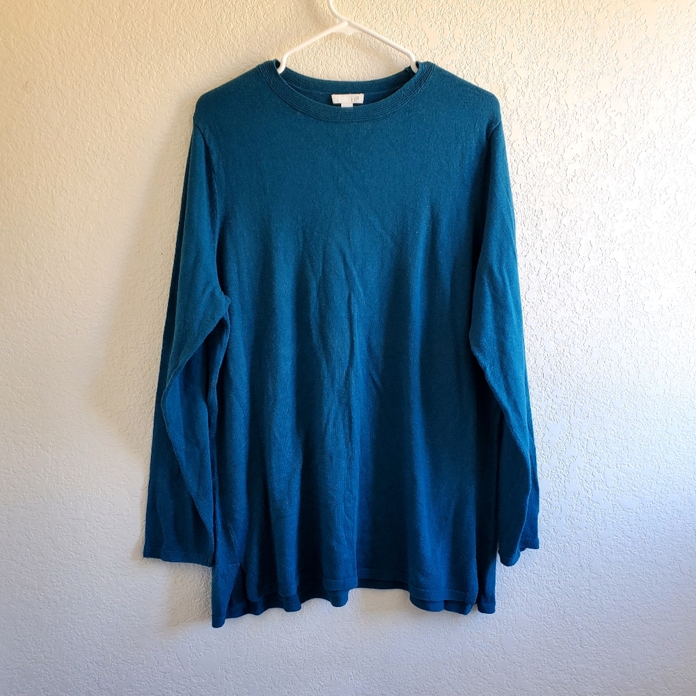 J Jill Blue Teal Longsleeve Top Fall Winter Spring Casual Comfy
